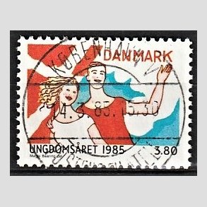 FRIM�RKER DANMARK | 1985 - AFA 828 - Ungdoms�r - 3,80 Kr. flerfarvet - Pragt Stemplet