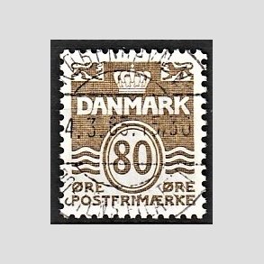 FRIM�RKER DANMARK | 1985 - AFA 818 - B�lgelinie - 80 �re gulbrun - Pragt Stemplet