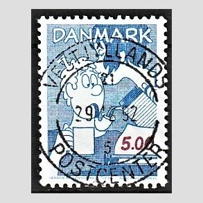 FRIM�RKER DANMARK | 1992 - AFA 1031 - Danske tegneseriefigurer - 5,00 Kr. bl�/r�d - Pragt Stemplet