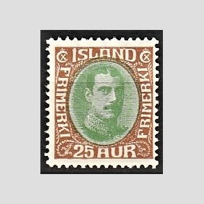 FRIMRKER ISLAND | 1931-33 - AFA 162 - Kong Christian X - 25 re brun/grn - Ubrugt