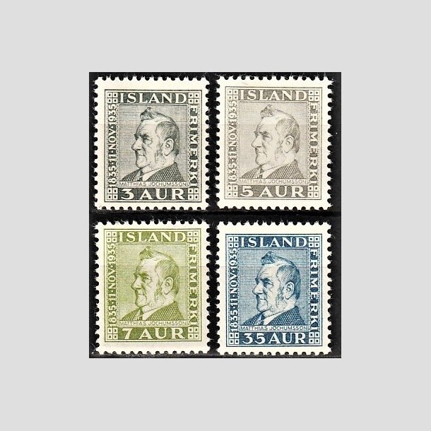 FRIMRKER ISLAND | 1935 - AFA 183-86 - Matthias Jochumsson - Komplet st 3-35 aur - Ubrugt