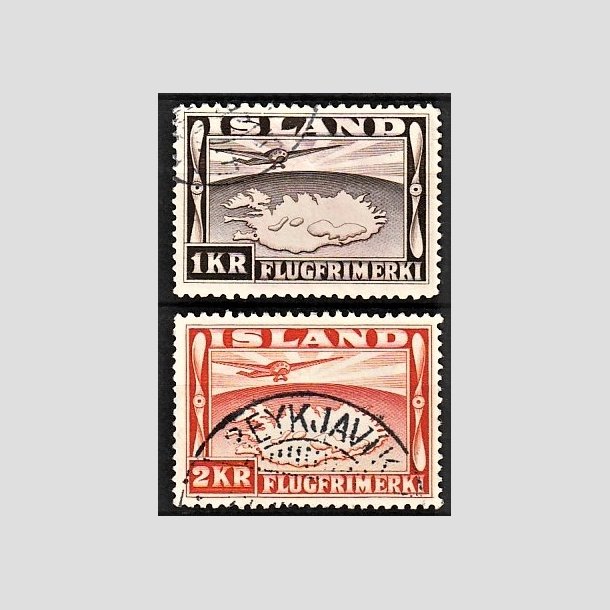 FRIMRKER ISLAND | 1934 - AFA 179,180 - Luftpost - 1 kr. + 2 kr. tk. 12 1/2 - Stemplet