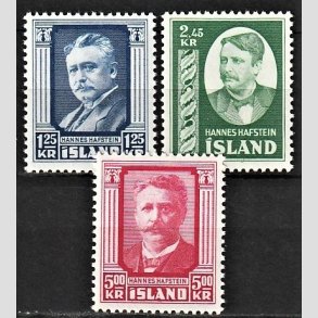 FRIMRKER ISLAND | 1954 - AFA 294-96 - Hannes Hafstein - Komplet st 1,25-5 kr. - Ubrugt