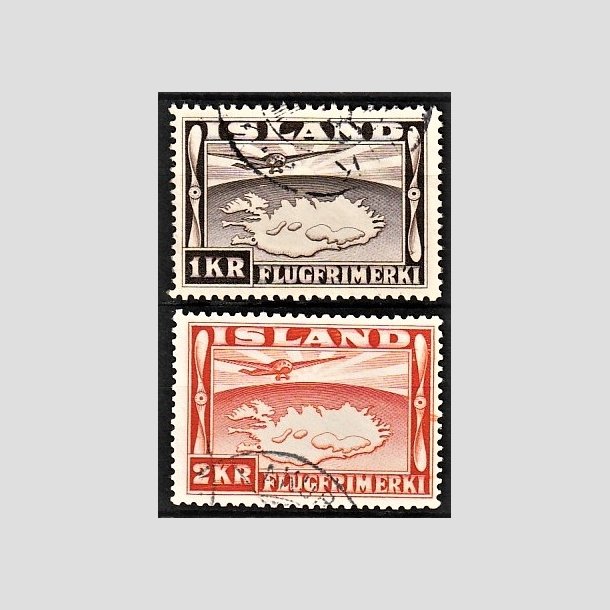 FRIMRKER ISLAND | 1934 - AFA 179,180 - Luftpost - 1 kr. + 2 kr. tk. 12 1/2 - Stemplet