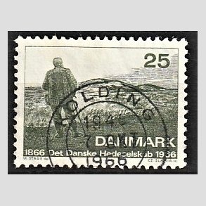 FRIM�RKER DANMARK | 1966 - AFA 443 - Det Danske Hedeselskab - 25 �re m�rkgr�n - Pragt Stemplet Kolding