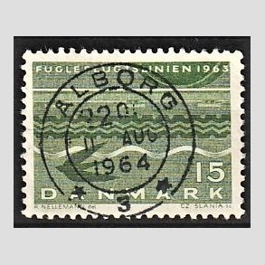 FRIM�RKER DANMARK | 1963 - AFA 416 - Fugleflugtslinien til Tyskland - 15 �re gr�n - Lux Stemplet �lborg