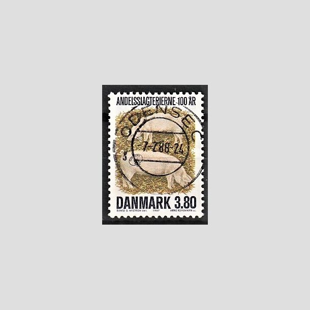 FRIMRKER DANMARK | 1987 - AFA 886 - Danske Andelsslagterier 100 r - 3,80 Kr. flerfarvet - Pragt Stemplet