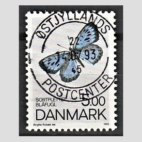 FRIM�RKER DANMARK | 1993 - AFA 1038 - Danske sommerfugle - 5,00 Kr. flerfarvet - Pragt Stemplet
