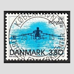 FRIM�RKER DANMARK | 1987 - AFA 887 - WM i roning - 3,80 Kr. bl� - Pragt Stemplet