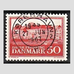FRIM�RKER DANMARK | 1966 - AFA 445 - Fredningsserie Assistenshuset - 50 �re r�d - Pragt Stemplet