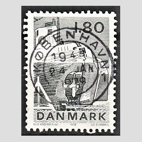 FRIM�RKER DANMARK | 1978 - AFA 666 - Dansk fiskeri - 1,80 Kr. sortgr�n - Pragt Stemplet