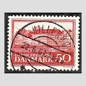 FRIM�RKER DANMARK | 1966 - AFA 445 - Fredningsserie Assistenshuset - 50 �re r�d - Pragt Stemplet