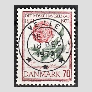 FRIM�RKER DANMARK | 1973 - AFA 546 - Jydske Haveselskab 100 �r - 70 �re rosa/gr�n/r�d - Pragt Stemplet Vejle
