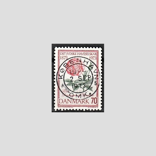 FRIMRKER DANMARK | 1973 - AFA 546 - Jydske Haveselskab 100 r - 70 re rosa/grn/rd - Pragt Stemplet