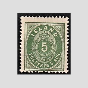 FRIMRKER ISLAND | 1882 - AFA 13 - 5 aur grn tk. 14 - Ubrugt