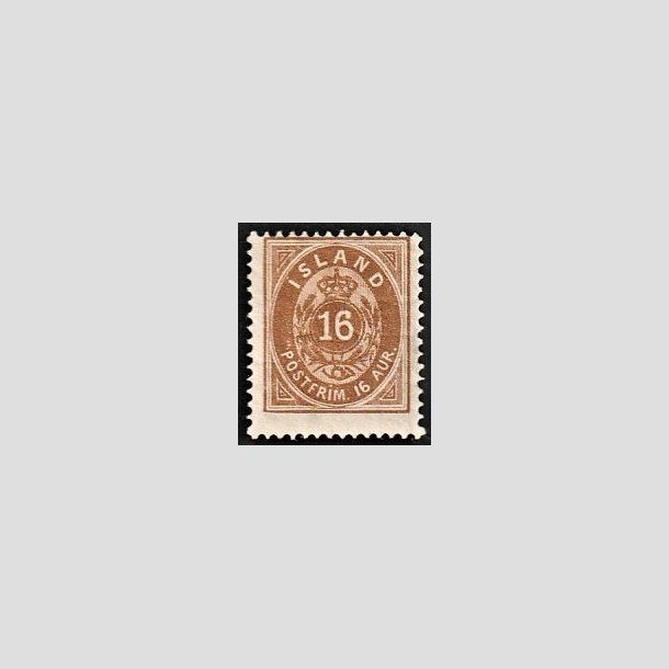 FRIMRKER ISLAND | 1875-76 - AFA 9 - 16 aur brun tk. 14 - Ubrugt