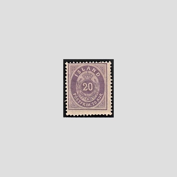 FRIMRKER ISLAND | 1875-76 - AFA nr. 10 - 20 aur violet - Ubrugt