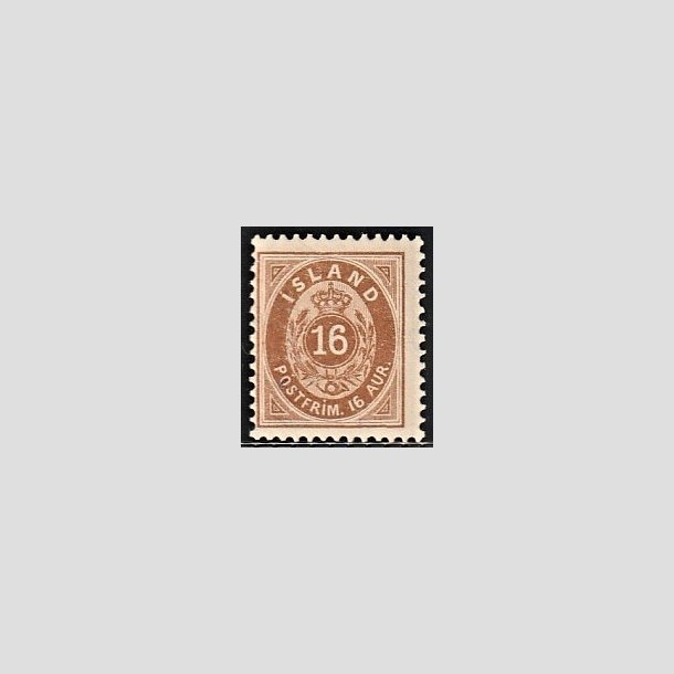 FRIMRKER ISLAND | 1875-76 - AFA 9B - 16 aur brun tk. 12 3/4 - Ubrugt