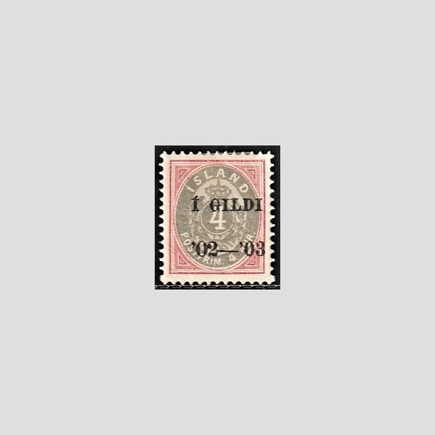 FRIMRKER ISLAND | 1902 - AFA 25 - I GILDI - 4 aur rosa/gr tk. 12 3/4 - Ubrugt