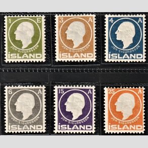 FRIMRKER ISLAND | 1911 -  AFA 63-68 - Jn Sigurdsson - 1 eyr - 25 aur i komplet st - Ubrugt