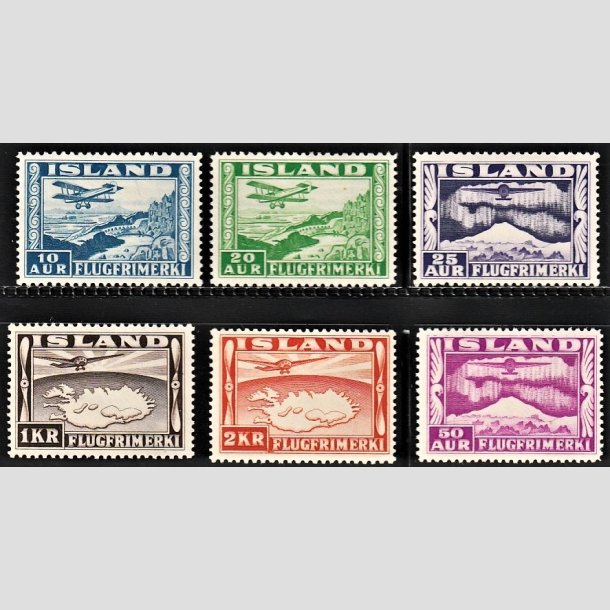 FRIMRKER ISLAND | 1934 - AFA 175, 176A,177A,178,179,180 - Luftpost - 10 aur - 2 kr. - Ubrugt