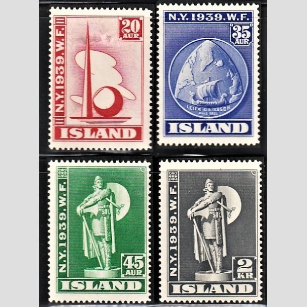 FRIMRKER ISLAND | 1939 - AFA 206-209 - Verdensudstilling - 20 aur - 2 kr. i komplet st - Ubrugt