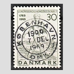 FRIM�RKER DANMARK | 1969 - AFA 477 - Landhusholdningsselskabet 200 �r - 30 �re gr�n - Pragt Stemplet