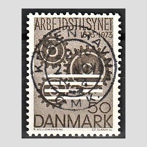 FRIM�RKER DANMARK | 1973 - AFA 543 - Arbejderbeskyttelse - 50 �re brun - Pragt Stemplet