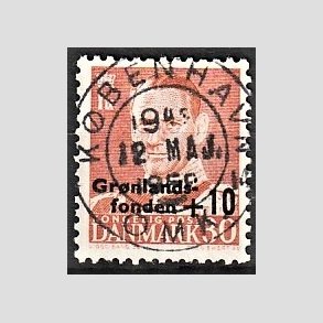 FRIMRKER DANMARK | 1958 - AFA 373 - Grnlandsfonden - +10/30 re rd - Pragt Stemplet