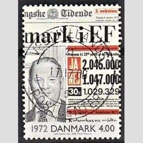 FRIMRKER DANMARK | 2000 - AFA 1266 - 1900-tallet serie 4 - 4,00 Kr. avisforside - Pragt Stemplet
