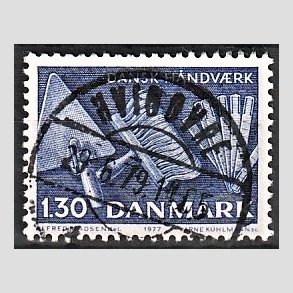 FRIM�RKER DANMARK | 1977 - AFA 643 - Dansk h�ndv�rk - 1,30 Kr. bl� - Pragt Stemplet