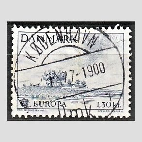 FRIM�RKER DANMARK | 1977 - AFA 636 - Europam�rke 1,30 Kr. bl� - Pragt Stemplet 