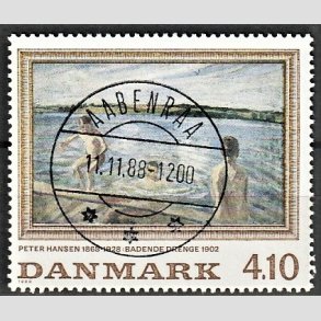 FRIMRKER DANMARK | 1988 - AFA 921 - Peter Hansen - 4,10 Kr. flerfarvet - Pragt Stemplet Aabenraa