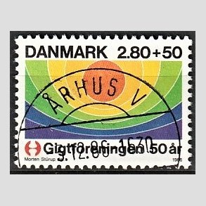 FRIMRKER DANMARK | 1986 - AFA 855 - Gigtforeningen 50 r - 2,80 Kr. + 50 re flerfarvet - Pragt Stemplet