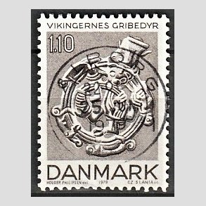 FRIM�RKER DANMARK | 1979 - AFA 684 - Vikingetiden - 1,10 Kr. brun - Pragt Stemplet