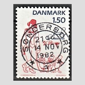 FRIM�RKER DANMARK | 1982 - AFA 761 - Storm P. - 1,50 Kr. r�d/bl� - Pragt Stemplet S�nderborg