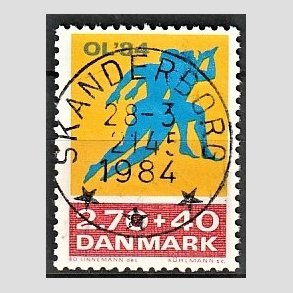 FRIMRKER DANMARK | 1984 - AFA 798 - Olympiske Lege 1984 - 2,70 Kr. + 40 re gul/rd/bl - Pragt Stemplet