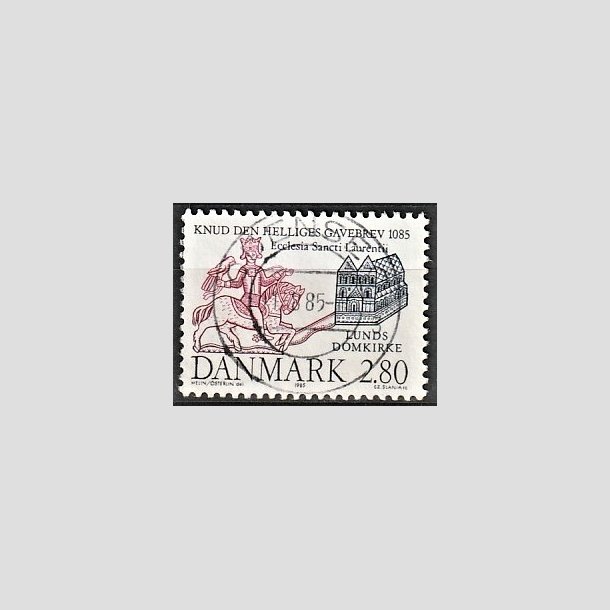 FRIMRKER DANMARK | 1985 - AFA 834 - Domkirken i Lund - 2,80 Kr. mrkbl/lilla - Pragt Stemplet