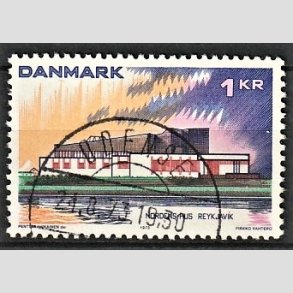 FRIM�RKER DANMARK | 1973 - AFA 548 - Nordens hus. - 1 Kr. flerfarvet - Pragt Stemplet Odense