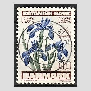 FRIM�RKER DANMARK | 1974 - AFA 577 - Botanisk Have 100 �r. - 90 �re brun/bl�/gr�n - Pragt Stemplet Kors�r