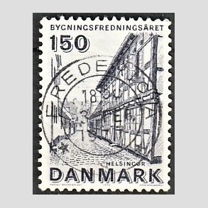FRIM�RKER DANMARK | 1975 - AFA 593 - Bygningsfredning - 150 �re bl�gr� - Pragt Stemplet Fredericia
