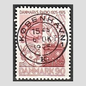 FRIM�RKER DANMARK | 1975 - AFA 583 - Danmarks Radio 50 �r - 90 �re r�d - Pragt Stemplet K�benhavn