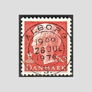 FRIMRKER DANMARK | 1974 - AFA 572 - Dronning Margrethe - 60 re orange - Pragt Stemplet lborg