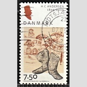 FRIMRKER DANMARK | 2005 - AFA 1425 - H.C. Andersen - 7,50 Kr. Rejsestvler - PHOTO EKSEMPEL - Stemplet i alm. god gennemsnitskvalitet