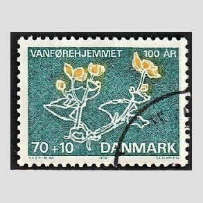 FRIMRKER DANMARK | 1972 - AFA 531 - Vanfrehjemmet 100 r - 70 + 10 re grn/gul - Alm. god gennemsnitskvalitet - Stemplet (Photo eksempel)