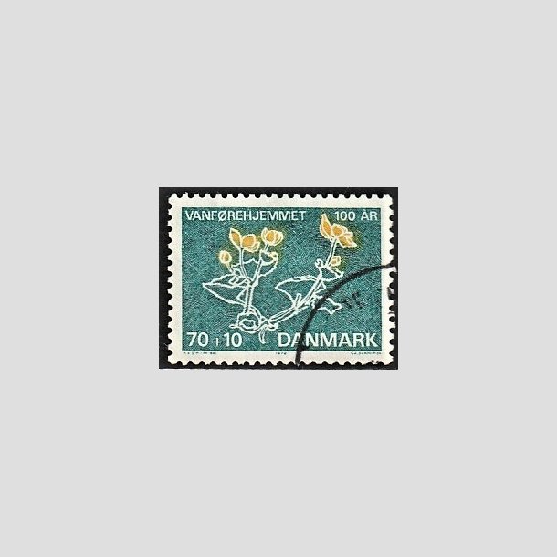 FRIMRKER DANMARK | 1972 - AFA 531 - Vanfrehjemmet 100 r - 70 + 10 re grn/gul - Alm. god gennemsnitskvalitet - Stemplet (Photo eksempel)