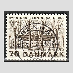 FRIM�RKER DANMARK | 1975 - AFA 591 - Bygningsfredning - 70 �re brun - Pragt Stemplet