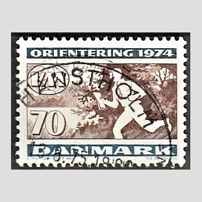 FRIM�RKER DANMARK | 1974 - AFA 575 - Orienteringsl�b WM - 70 �re flerfarvet - Pragt Stemplet