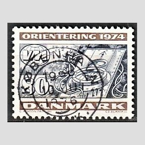 FRIM�RKER DANMARK | 1974 - AFA 576 - Orienteringsl�b WM - 80 �re flerfarvet - Pragt Stemplet