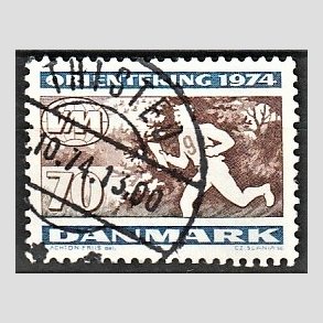 FRIM�RKER DANMARK | 1974 - AFA 575 - Orienteringsl�b WM - 70 �re flerfarvet - Pragt Stemplet